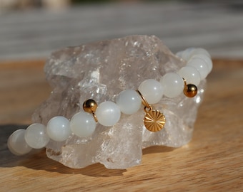Moonstone, beaded bracelet, handmade, women&#39;s bracelet, natural stone, gemstones