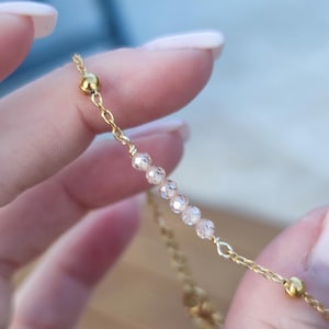 Stainless steel and zircon beads bracelet, gift for women, gold jewelry