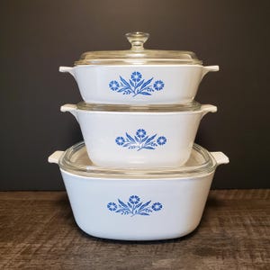 Corningware Vintage Baking Dish Casserole Square Blue Cornflower