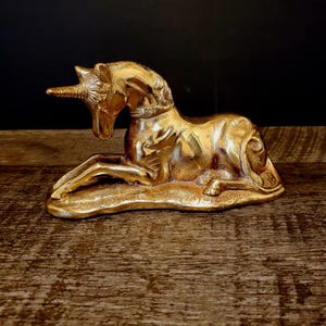 Vintage Messing Einhorn Figur Indianer