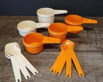 Replacement Vintage Tupperware Measuring Cups and Spoon Sets.