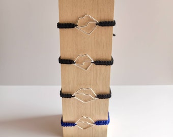 Bracelet KISSES silver and macramé