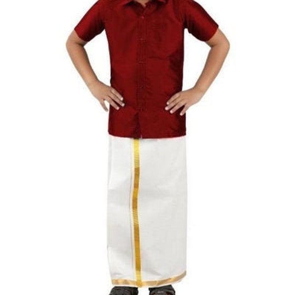 Boys Silk Cotton Dhoti and Shirt Set/ Traditional Wear combo offer BUY 2 GET 1 free