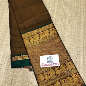 South Indian Silk Cotton Korvai Kottanji Saree with long Border/Handloom/traditional look
