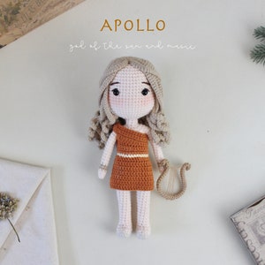 Crochet doll amigurumi pattern Apollo greek mythology god of sun and music
