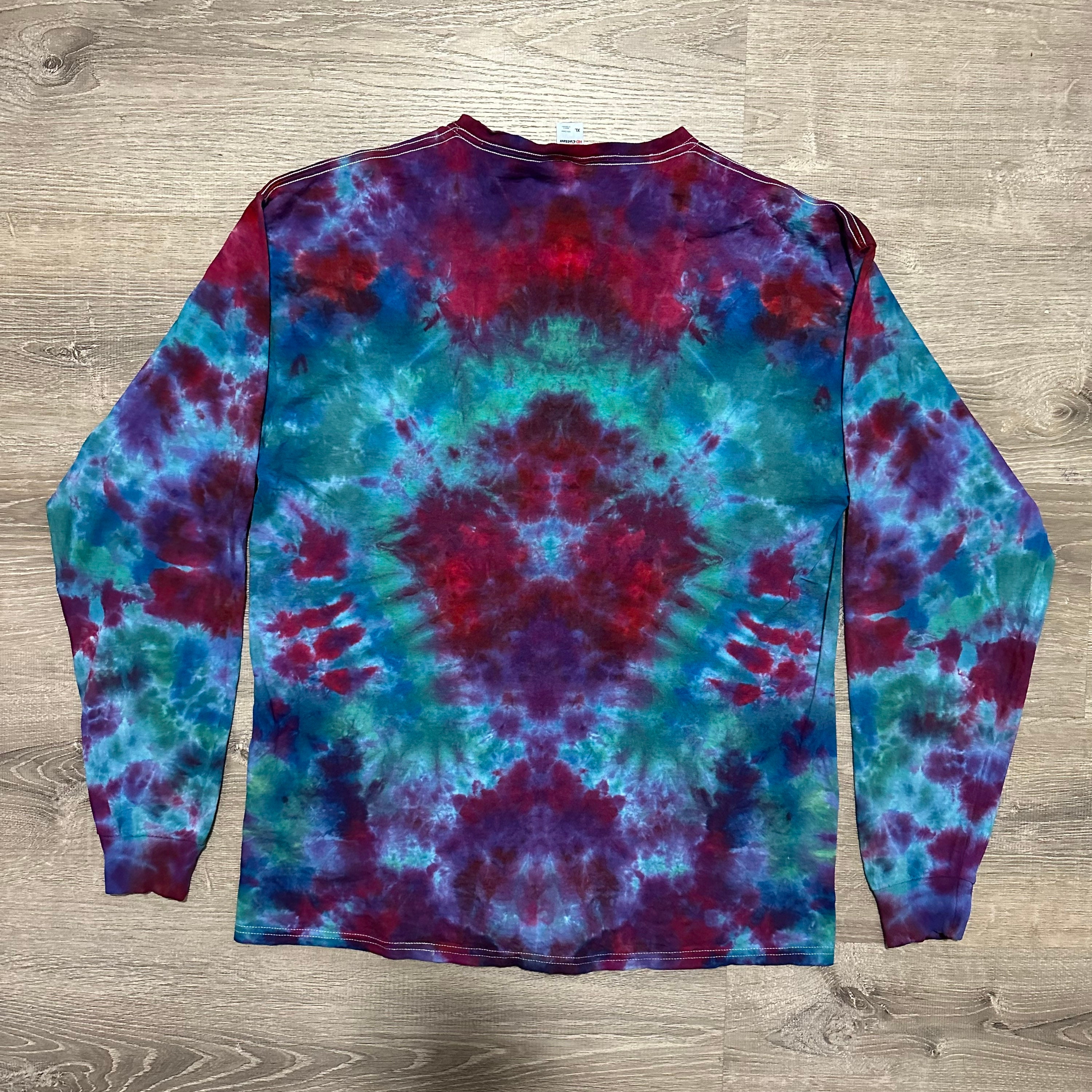 【SATIIIZ】Defen Lettering Dyeing Long Sleeve T-Shirt XL Longsleeve Tie Dye T Shirt - Etsy