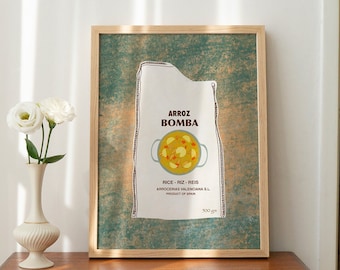 Arroz Bomba, Authentic Spanish Food Illustration