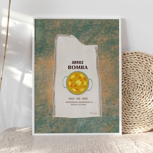 Arroz Bomba,  Authentic Spanish food Illustration, Printable Wall Art