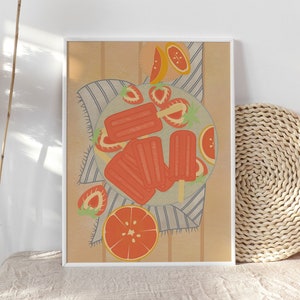 Vintage Popsicles Illustration, Colorful Kitchen Print, Printable Wall Art