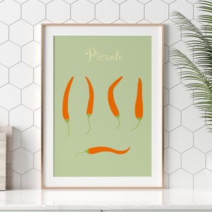 Chillies Illustration, Chilli Kitchen Print, Giclée Fine Art Print