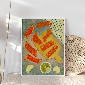Pan con Tomate, Authentic Spanish Food Illustration, Printable Wall Art