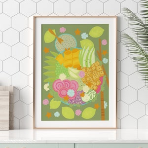 Ilustración de tazón de arroz, impresión de comida oriental, arte de pared imprimible imagen 2