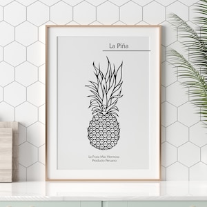 Pineapple Print, Beautiful Black and White Pineapple Illustration, Giclée Fine Art Print