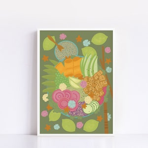 Ilustración de tazón de arroz, impresión de comida oriental, arte de pared imprimible imagen 3