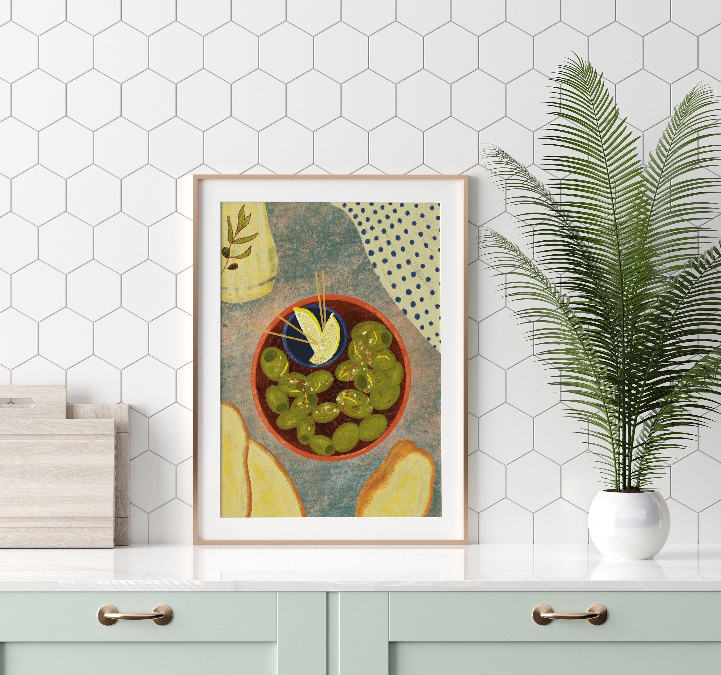 Green Olives, Authentic Spanish Food Illustration