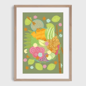 Ilustración de tazón de arroz, impresión de comida oriental, arte de pared imprimible imagen 5