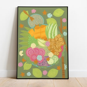Ilustración de tazón de arroz, impresión de comida oriental, arte de pared imprimible imagen 4