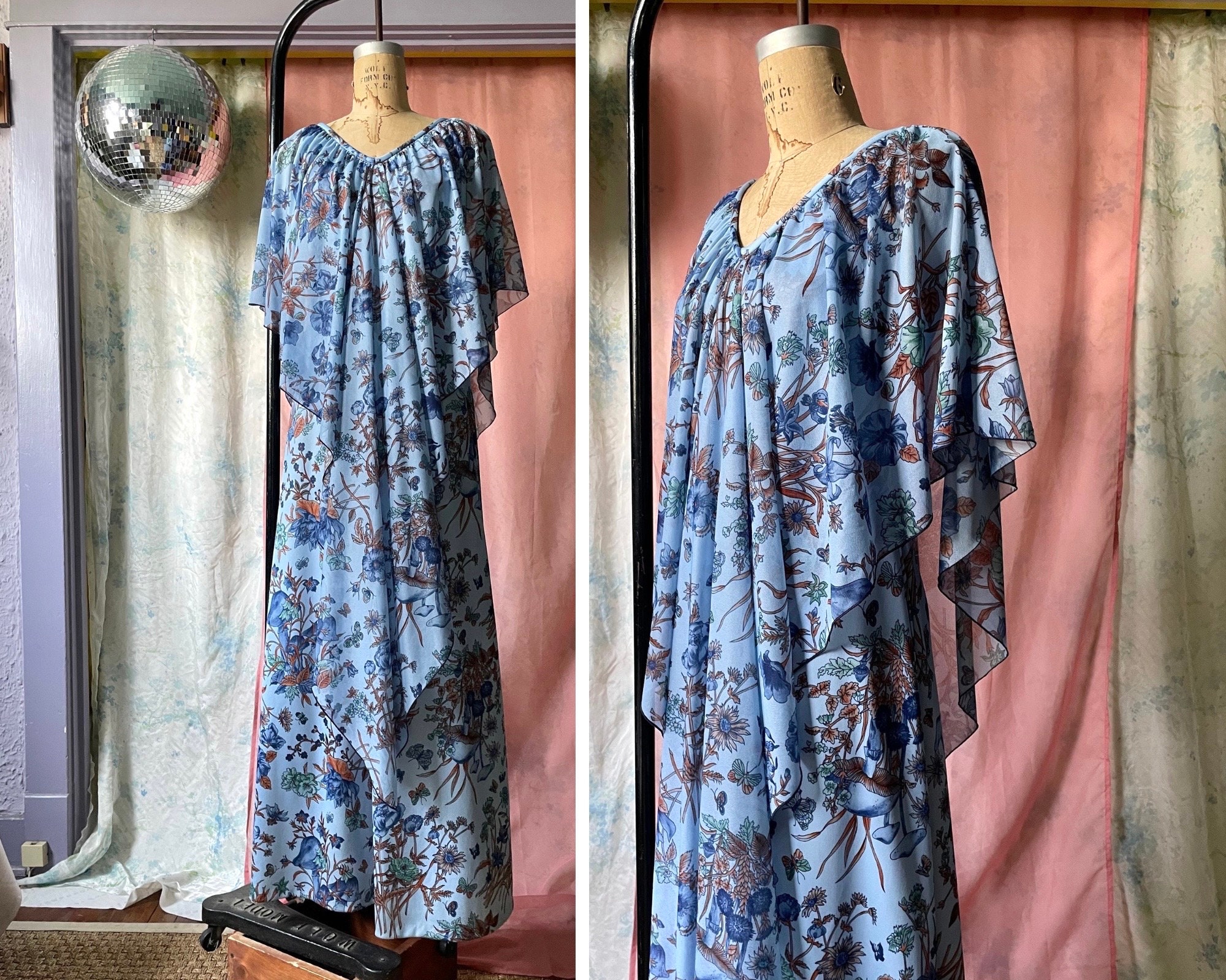 Whimsical Light Blue Floral Dress - Etsy