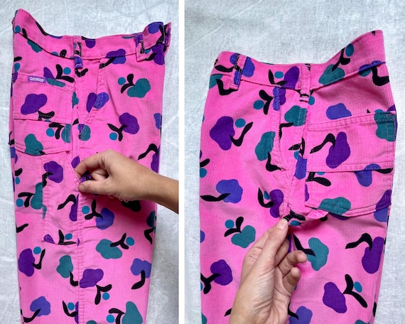 80s pink floral corduroy pants xs / vintage OshKosh B… - Gem