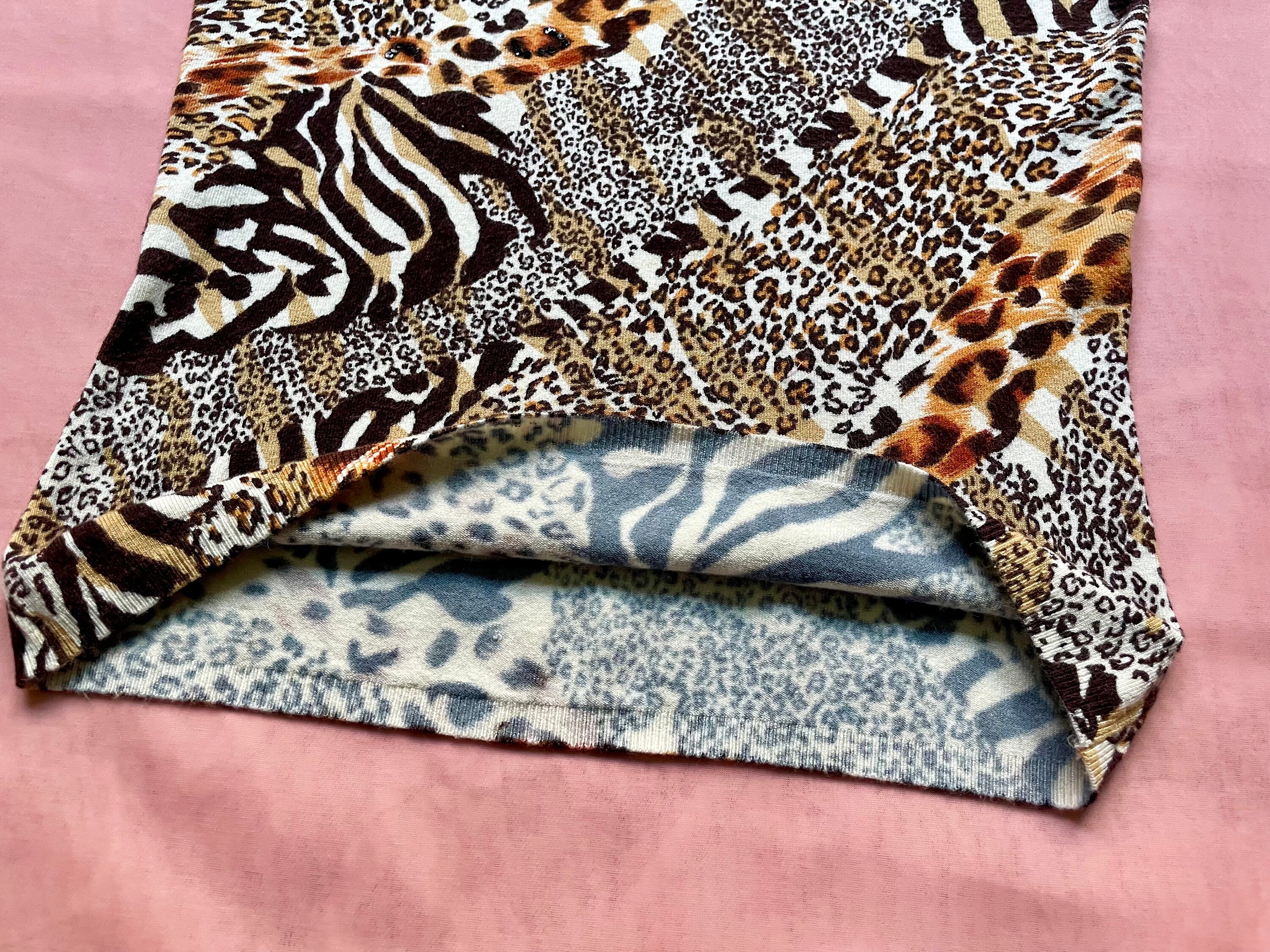 Vintage y2k 00s 2000s 90s animal print mesh - like long