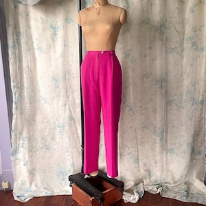 Pink Pleated Silk Pants - Etsy