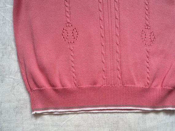 Vintage Pink Cotton Sweater Vest / Ellesse / 80s … - image 4