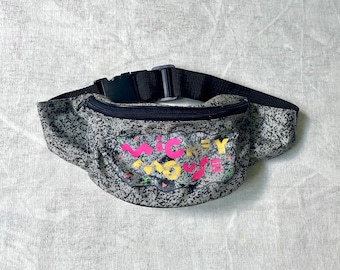 80s Mickey Mouse Fanny Pack Kid Size / Vintage Disney Souvenir Belt Bag / 1980s Acid Wash Neon Youth Bum Bag / 90s Disney Fanny Pack Childs
