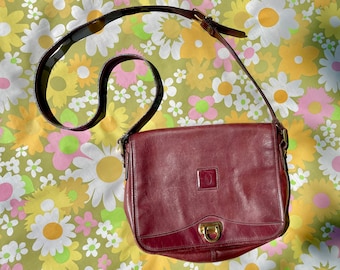 Vintage Burgundy Leather Satchel Bag / Vintage Hartmann Leather Bag / Vintage Leather Crossbody / 80s 90s Leather Purse / Mahogany Leather