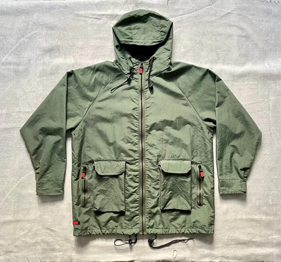 90s Umbro Nylon Hooded Full Zip Jacket Medium / Vintage Olive