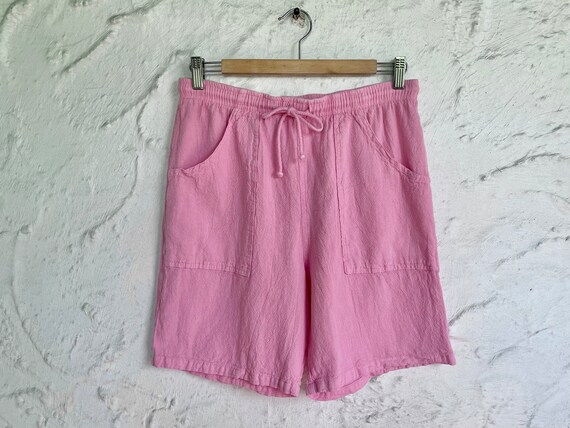 80s Pastel Pink Beach Shorts / 1980s Vintage Berm… - image 8