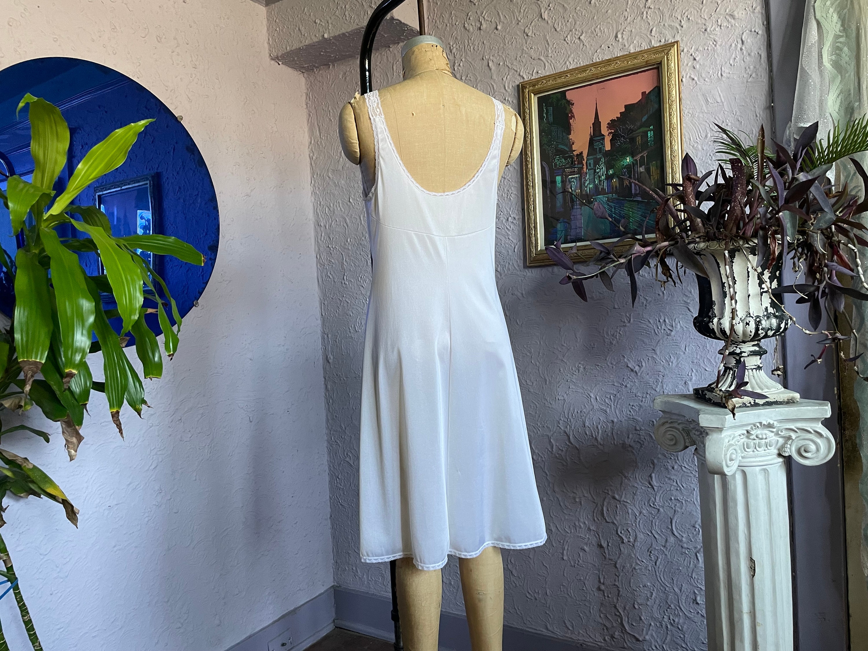 Vintage White Slip Dress With Lace Trim / Short Nylon Etsy