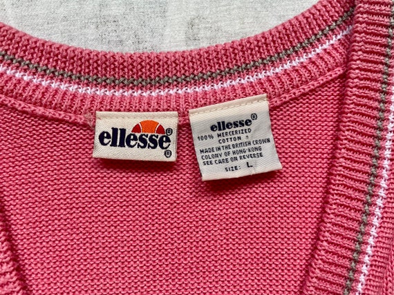 Vintage Pink Cotton Sweater Vest / Ellesse / 80s … - image 3