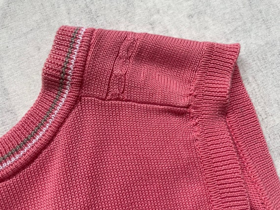 Vintage Pink Cotton Sweater Vest / Ellesse / 80s … - image 7