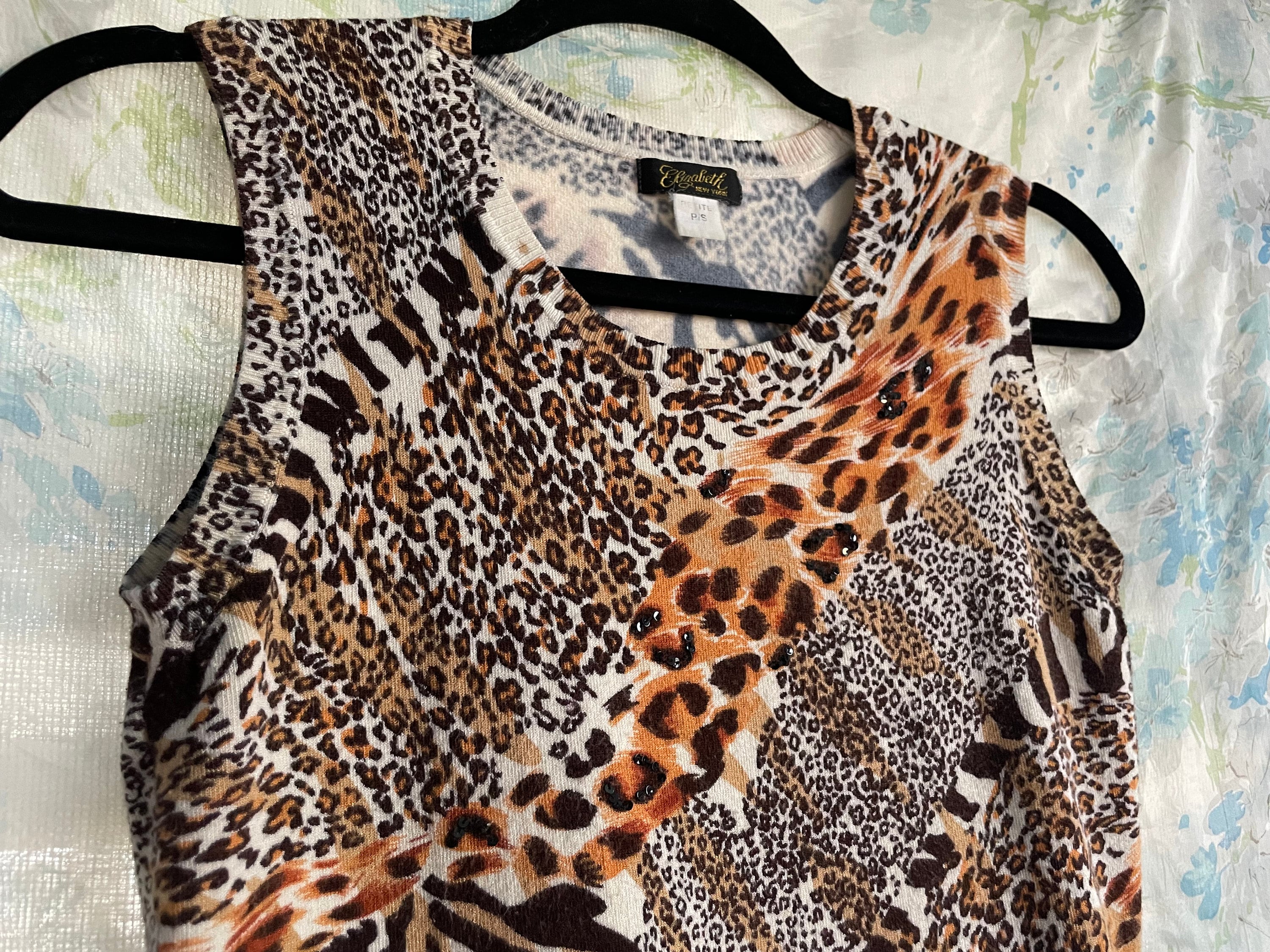 Y2K Leopard Print Knit Shell Top / Vintage Animal Print Y2K Leopard Print Knit Shell Top / Vintage Animal Print