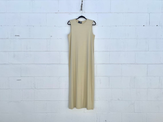 90s Minimalist Beige Column Dress / 1990s Vintage DKNY / Neutral Maxi Dress  / Stretchy / Taupe Tan Tank Dress / Sand / Large / Monochrome - Etsy