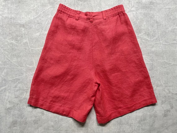 80s Baggy Pleat Front Linen Shorts 27 Waist / Vin… - image 8