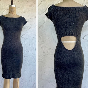 Y2K BEBE Cutout Bodycon Dress / 00s Stretchy Minidress / Lurex Metallic Gold Dress / Spandex Dress / 2000s Vintage Party Dress / Medium