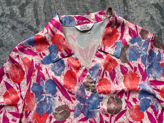 80s Abstract Short Sleeve Blouse / 1980s Floral W… - image 7