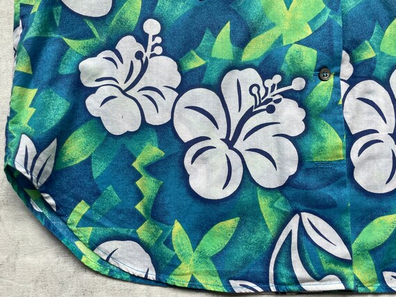 80s Esprit Neon Hawaiian Shirt / Boxy Cotton Aloh… - image 7