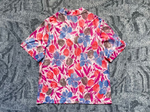 80s Abstract Short Sleeve Blouse / 1980s Floral W… - image 10