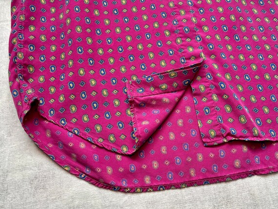 90s Fuchsia Long Sleeve Button Up / Pink Paisley … - image 5