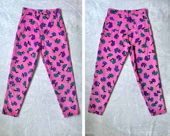 80s pink floral corduroy pants xs / vintage OshKosh B… - Gem