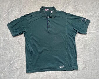 Vintage 80s FILA Polo Shirt / Fila Italia Shirt / Teal Green Short Sleeve / 1980s Retro Tennis Golf Shirt / 80s Polo Shirt / Cotton / Preppy