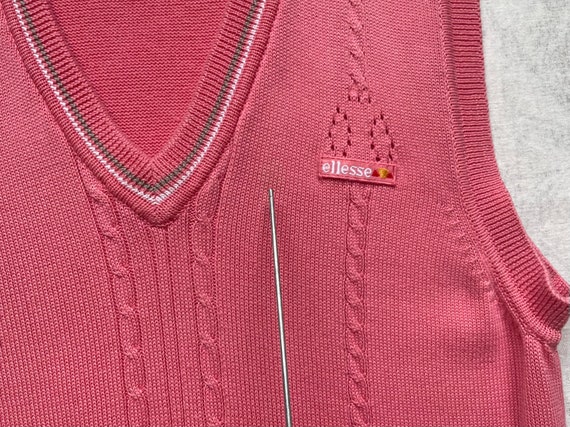 Vintage Pink Cotton Sweater Vest / Ellesse / 80s … - image 10