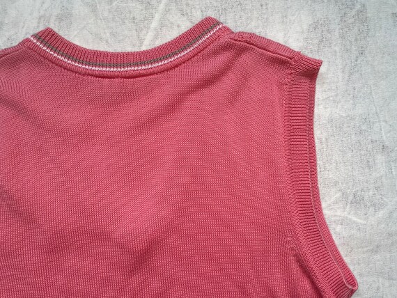 Vintage Pink Cotton Sweater Vest / Ellesse / 80s … - image 6
