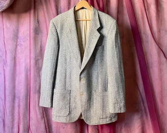 vintage brown tweed blazer 42R / Daniel Hechter / vtg tweed sport coat / two-button blazer with patch pockets / men’s blazer / academia
