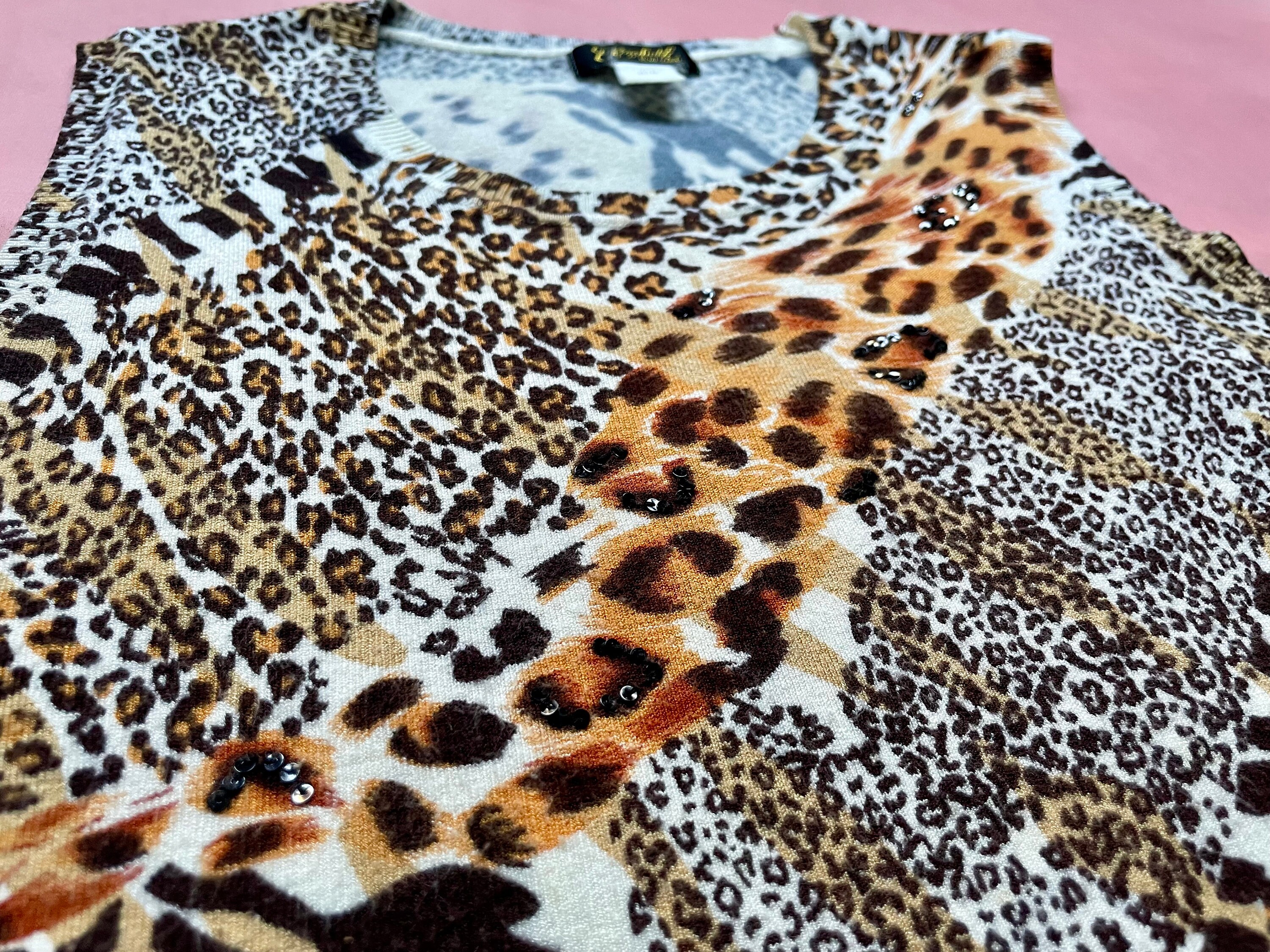 Y2K Leopard Print Knit Shell Top / Vintage Animal Print Y2K Leopard Print Knit Shell Top / Vintage Animal Print