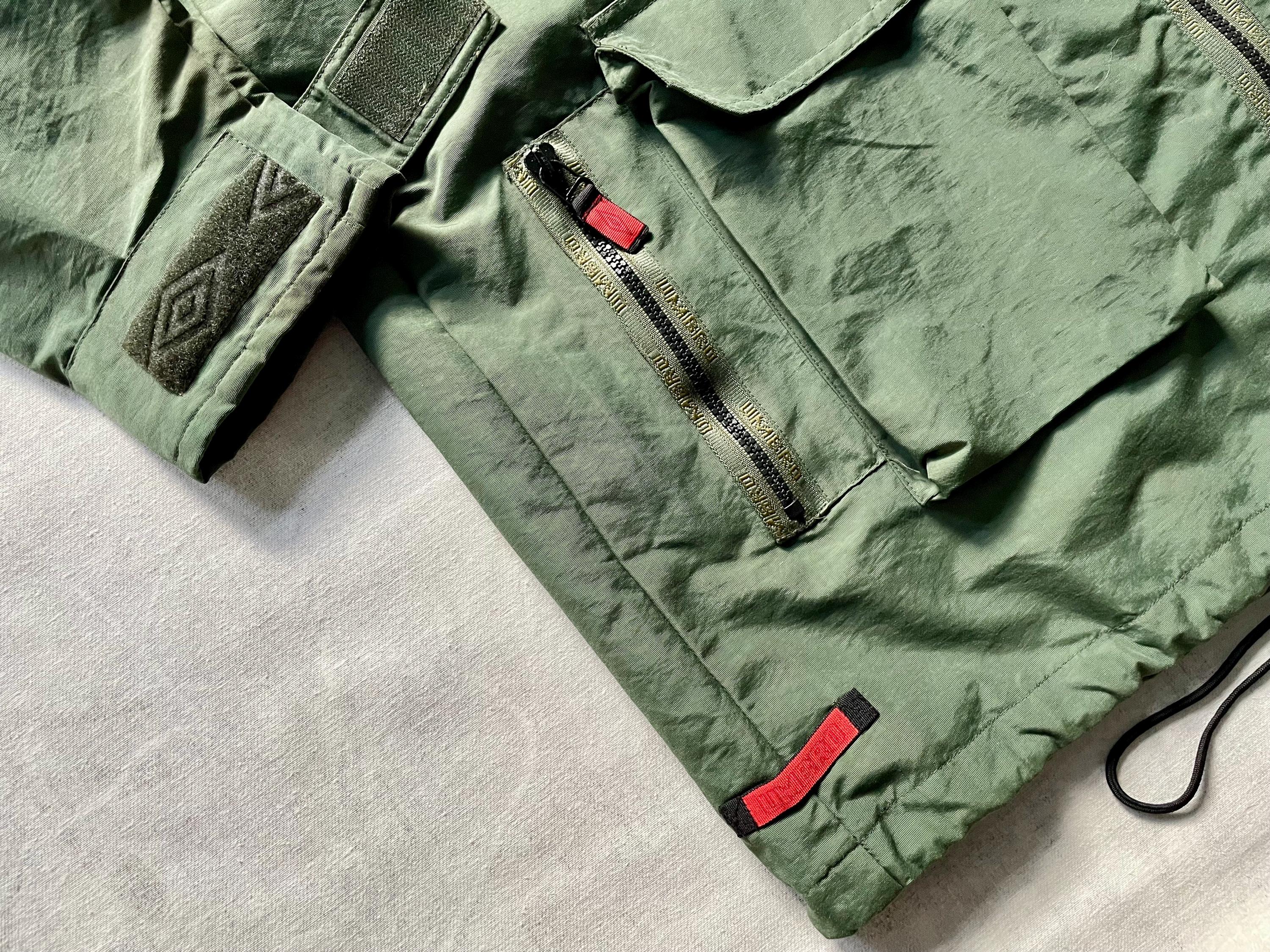 90s Umbro Nylon Hooded Full Zip Jacket Medium / Vintage Olive 
