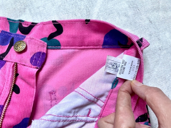 80s pink floral corduroy pants xs / vintage OshKosh B… - Gem