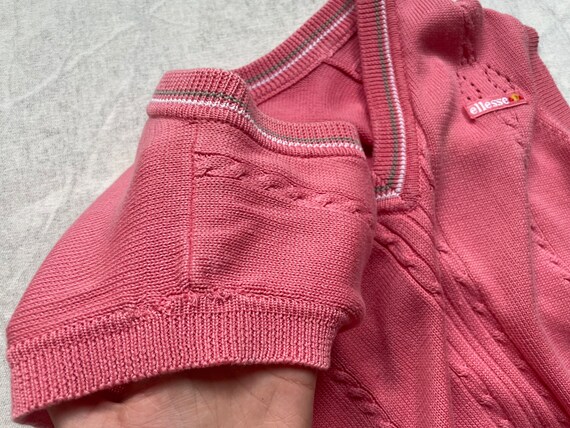 Vintage Pink Cotton Sweater Vest / Ellesse / 80s … - image 8